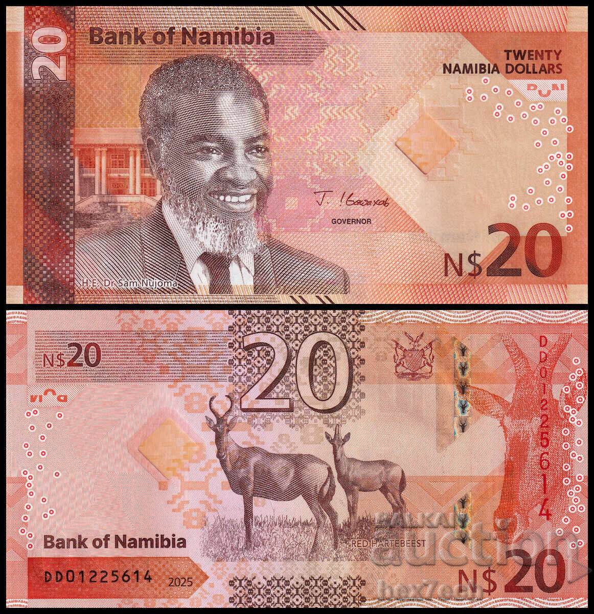 ❤️ ⭐ Namibia 2025 20 Dollars UNC New ⭐ ❤️