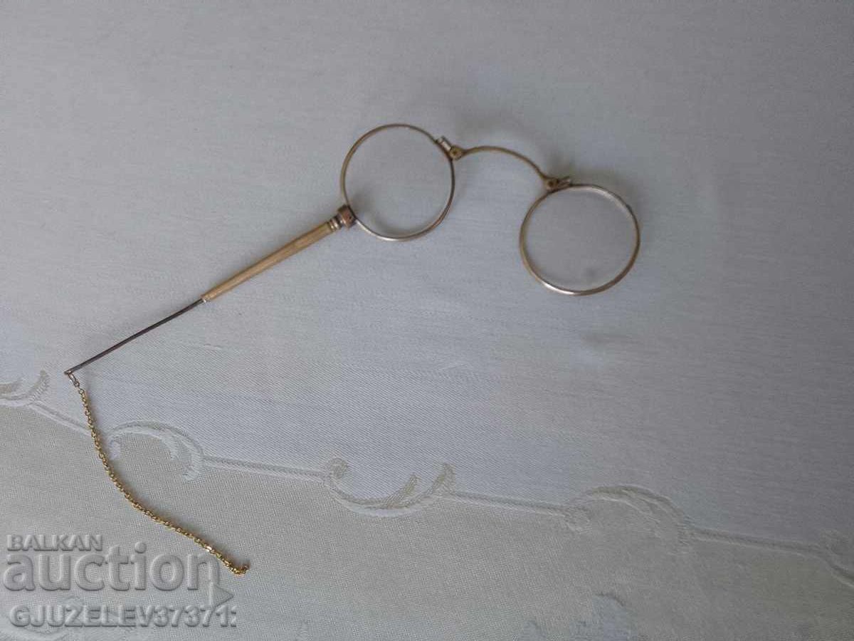 Old glasses - pince-nez - brass frame - mid-past - 7