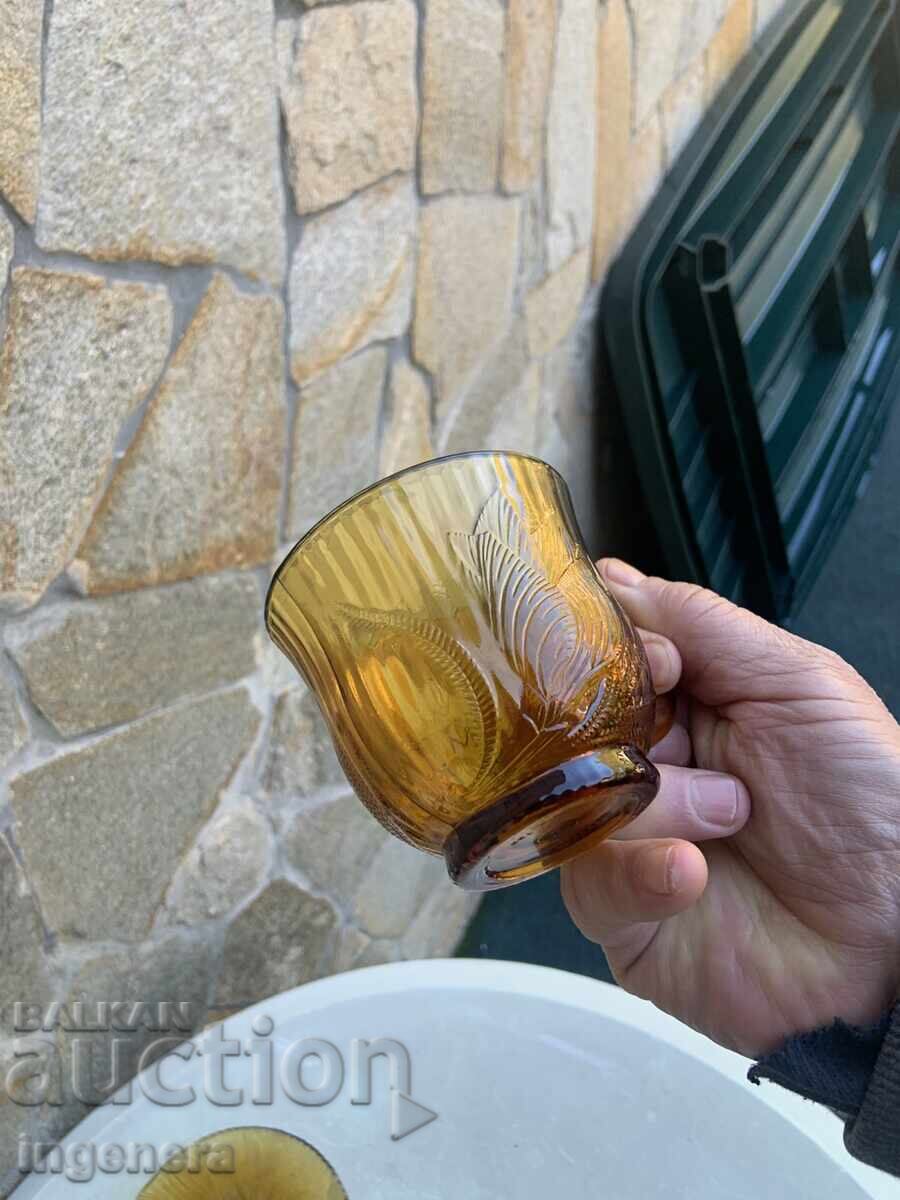 Auction  COLORED GLASS BOWL RELIEF PLATE COFFEE TEA MARKED - 2 PCS