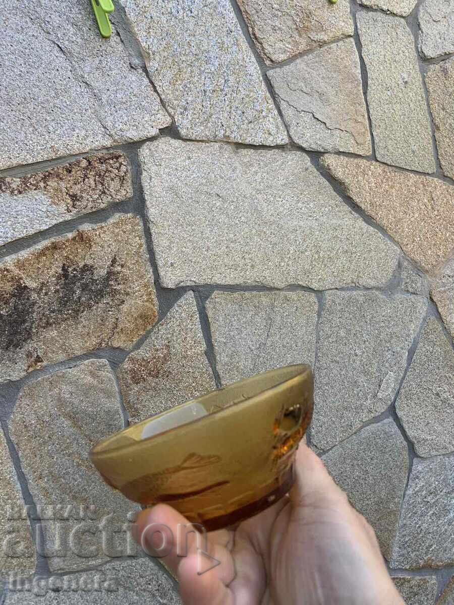 Auction  SOUP GLASS RELIEF FIGURES COLORED FOR FISH SOUP ANTIQUE