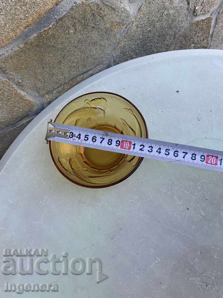 SOUP GLASS RELIEF FIGURES COLORED FOR FISH SOUP ANTIQUE - 6