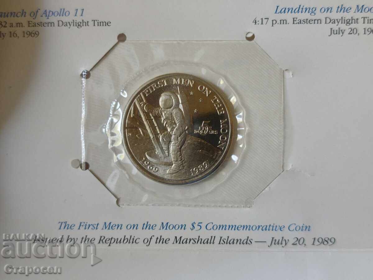 Licitație 5 dolari 1989 Insulele Marshall "Aterizare pe Lună"