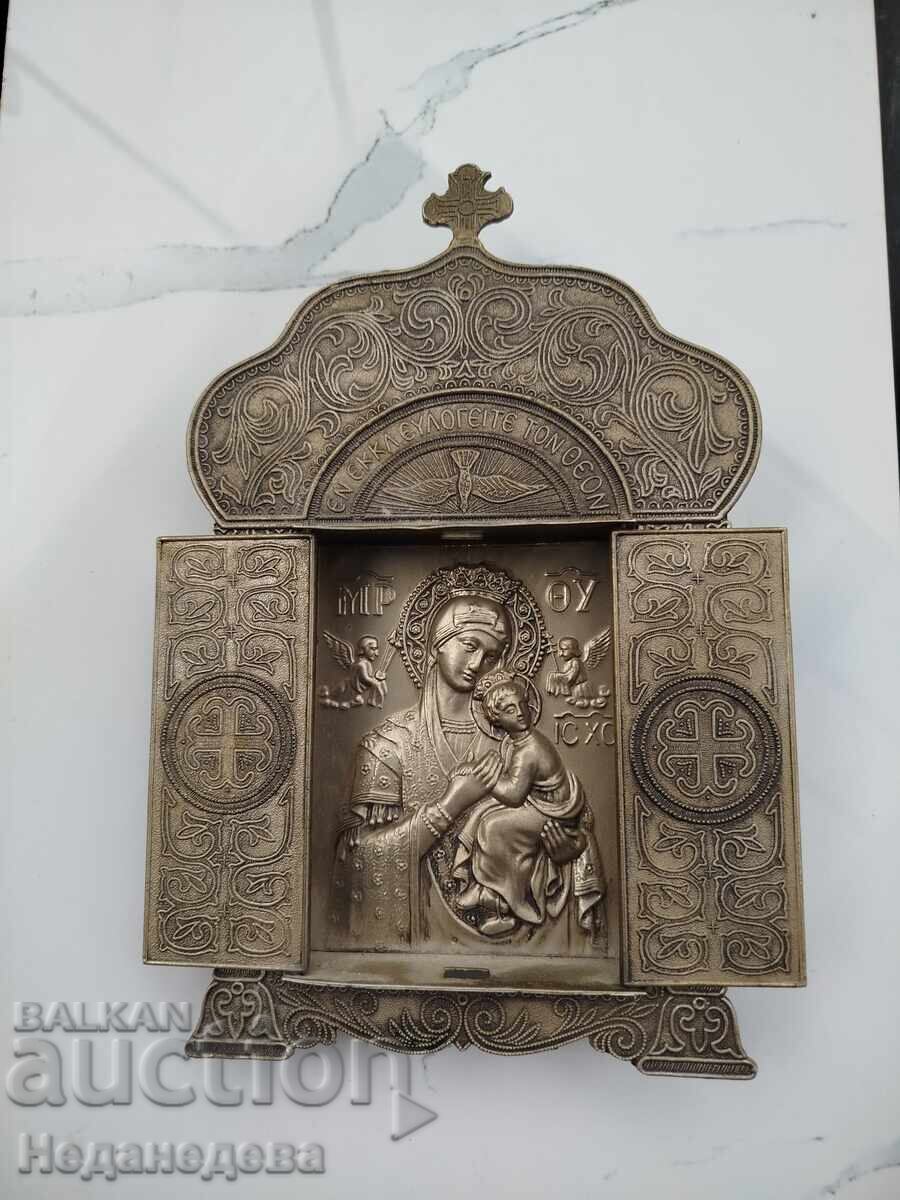 Icon, Large desk, triptych, panagia