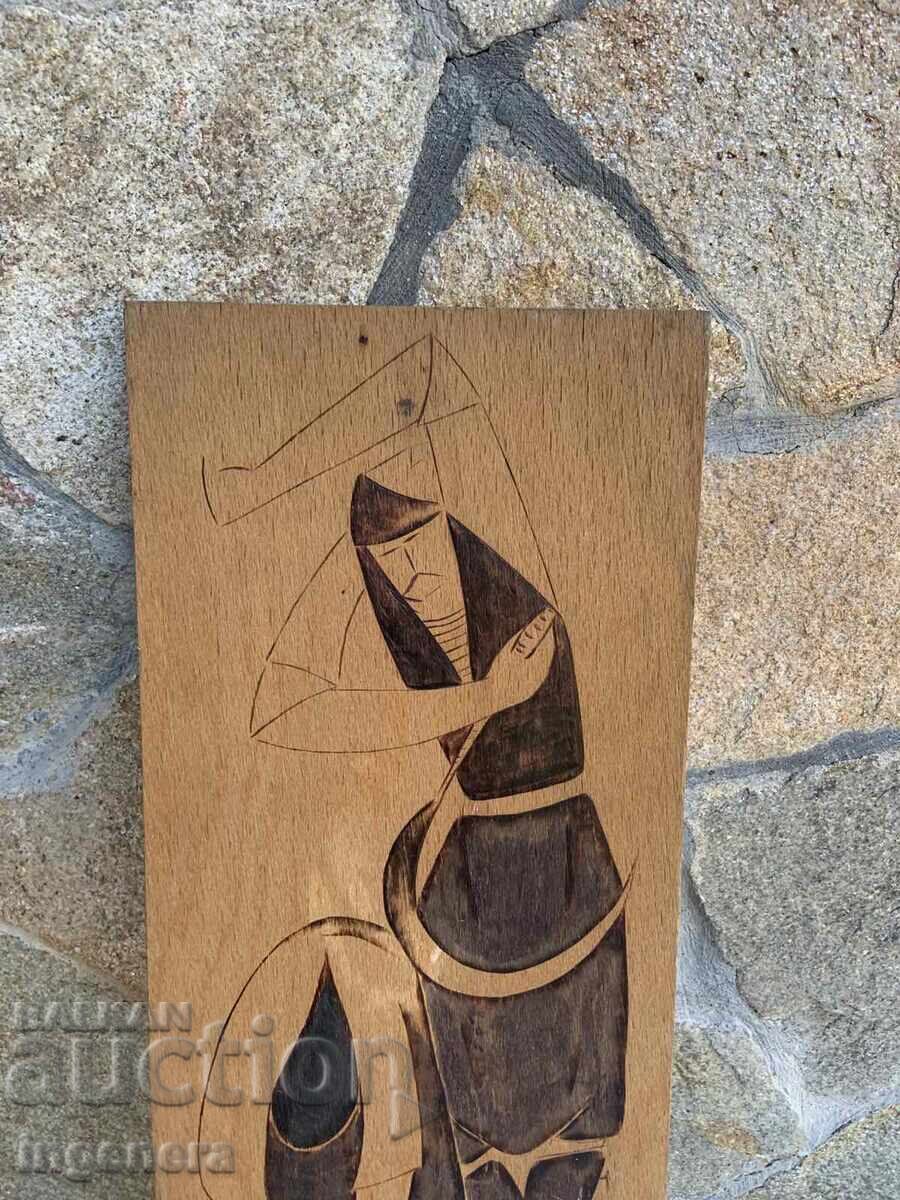 Livrarea PANOU LEMN PIROGRAVAT "SECERĂTORI" DE PE VREMEA SOCIALISMULUI