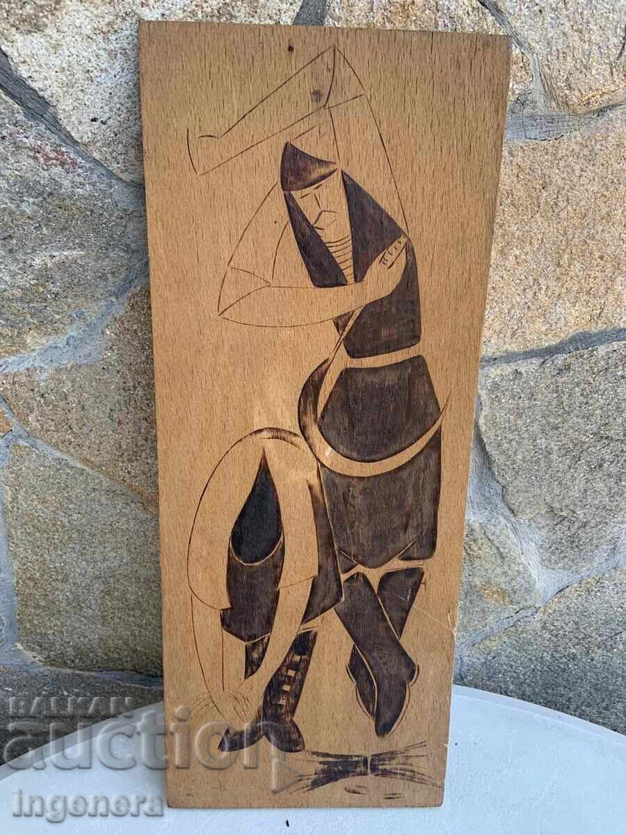 PANOU LEMN PIROGRAVAT "SECERĂTORI" DE PE VREMEA SOCIALISMULUI