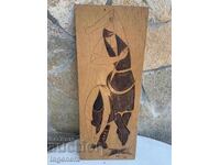 PANOU LEMN PIROGRAVAT "SECERĂTORI" DE PE VREMEA SOCIALISMULUI