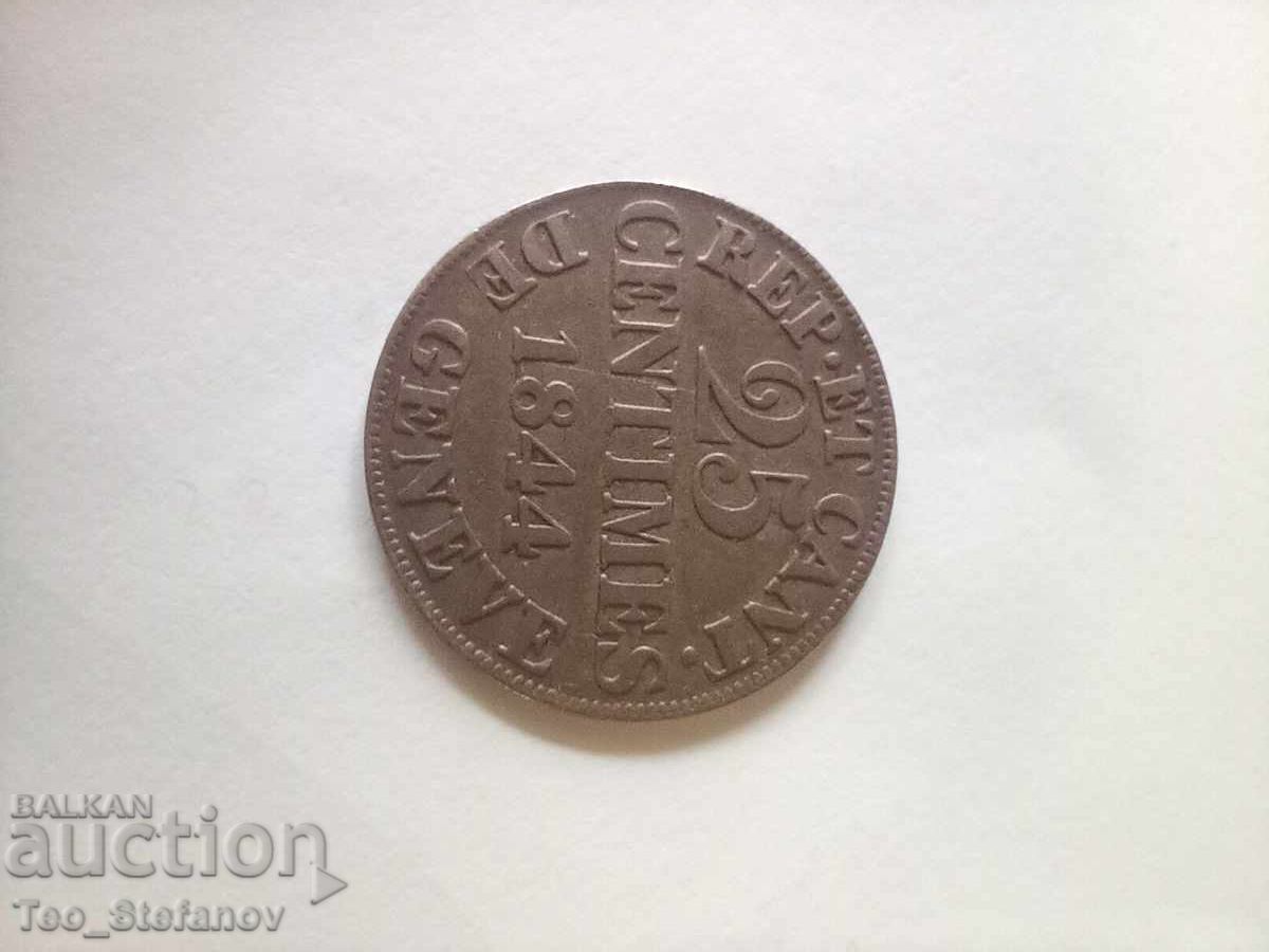 25 santimi 1844 Elveția foarte rare cu preț 66.00 BGN | € 33.75
