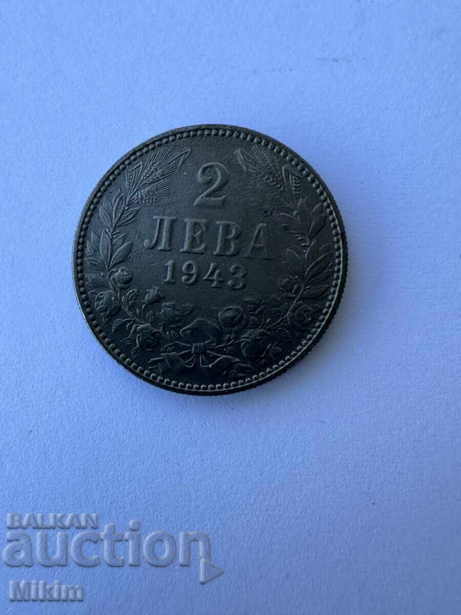 Монета1 2лв. 1943г. Българска с цена 18.20 лв. | € 9.31