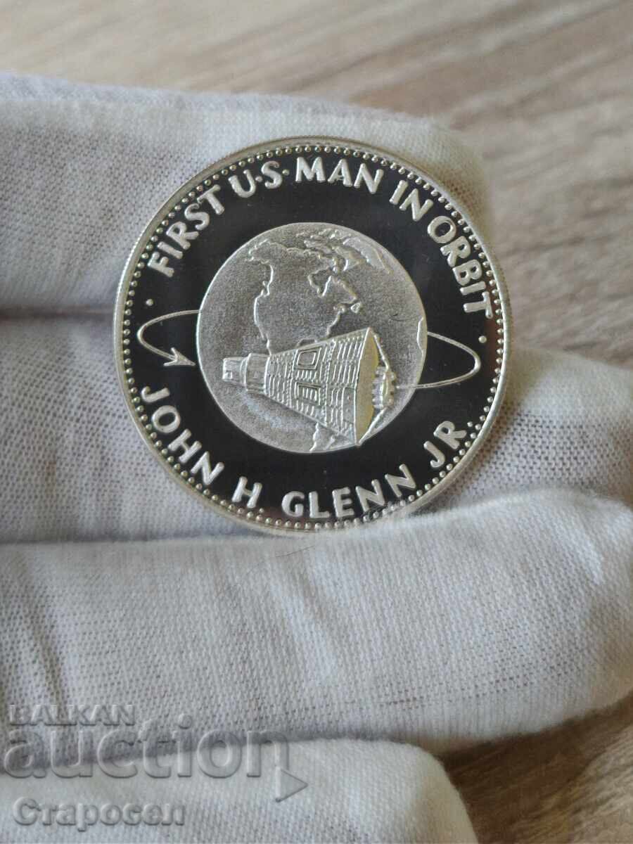 Coin (plaque) "The First American in Orbit" Coin (plaque) "The First American in Orbit"