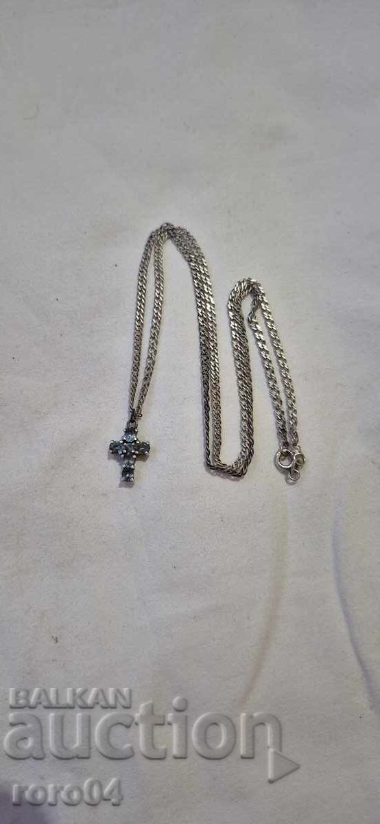 SILVER CROSS WITH CHAIN with price 45.00 BGN | € 23.01