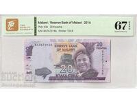 Malawi 20 Kwacha 2016 Pick 63c 67 EPQ Superb Gem Unc Ref 116