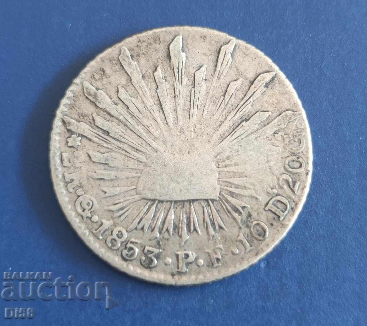 Сребърна Монета Мексико 2 Реала 1853 г БЗЦ