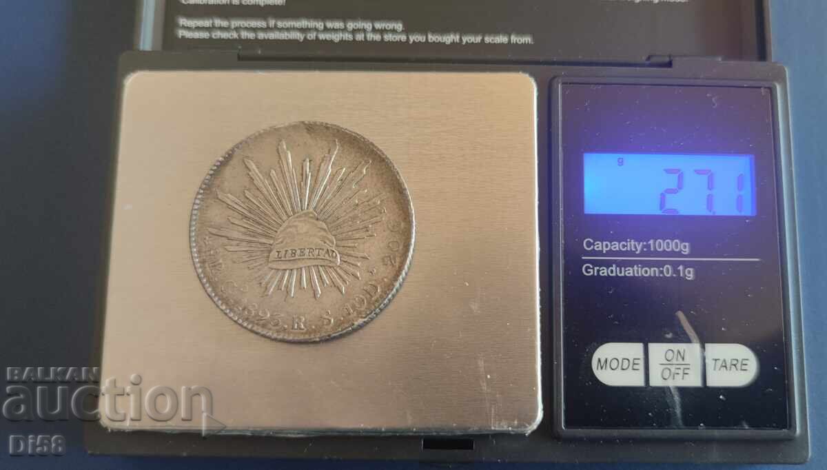 Licitație Monedă Rară de Argint Mexic 8 Reales 1893 BZC