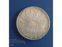 Monedă Rară de Argint Mexic 8 Reales 1893 BZC