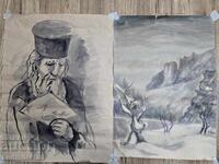 Β.Ζ.TS 2 παλαιοί πίνακες ακουαρέλα