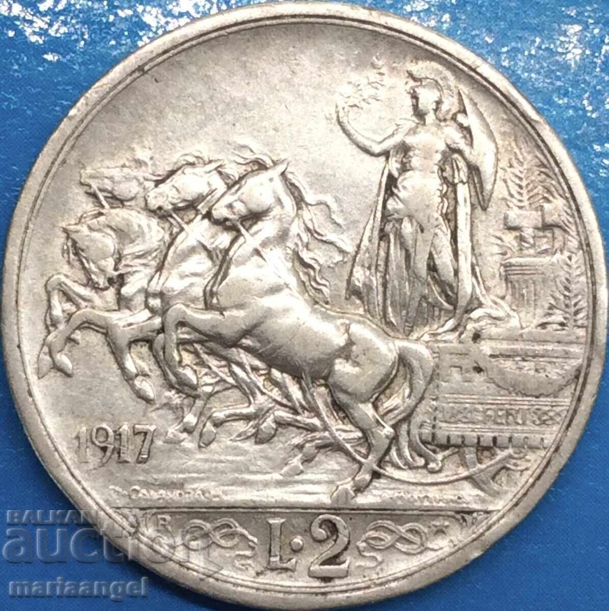 Δημοπρασία 2 λίρες 1917 Ιταλία Victor Emmanuel III ασήμι - σπάνιο