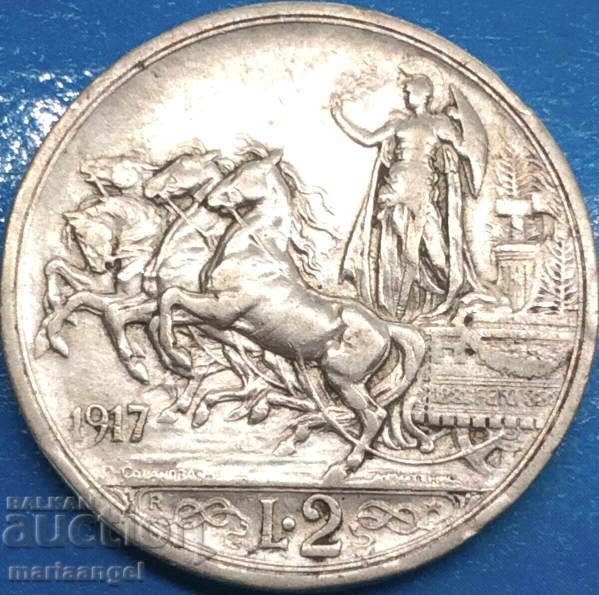 2 λίρες 1917 Ιταλία Victor Emmanuel III ασήμι - σπάνιο