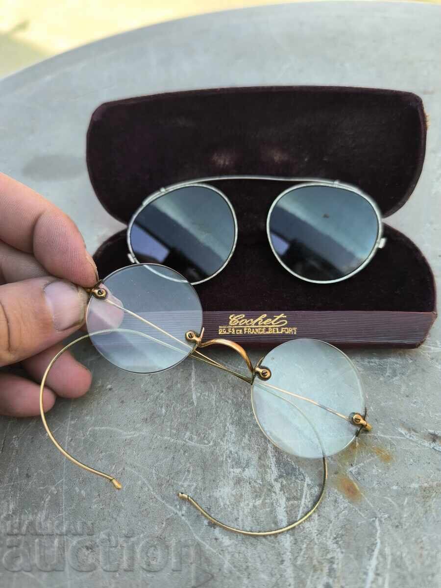 Antique old glasses with gold plating, two pairs - 6 Antique old glasses with gold plating, two pairs - 6