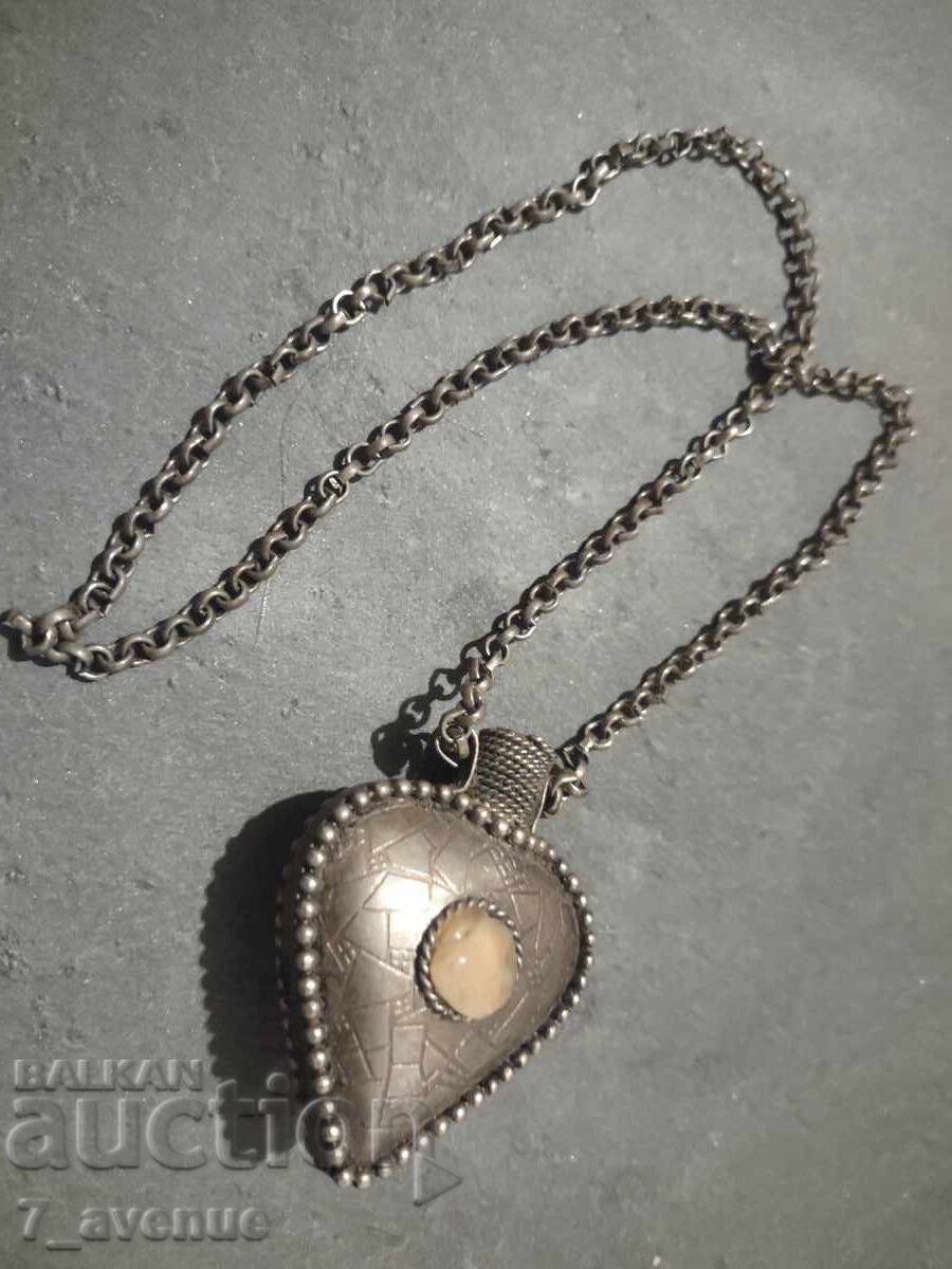 Доставка на Колие, посребрен гердан съд за аромати  ест. Камъни 20.10.25