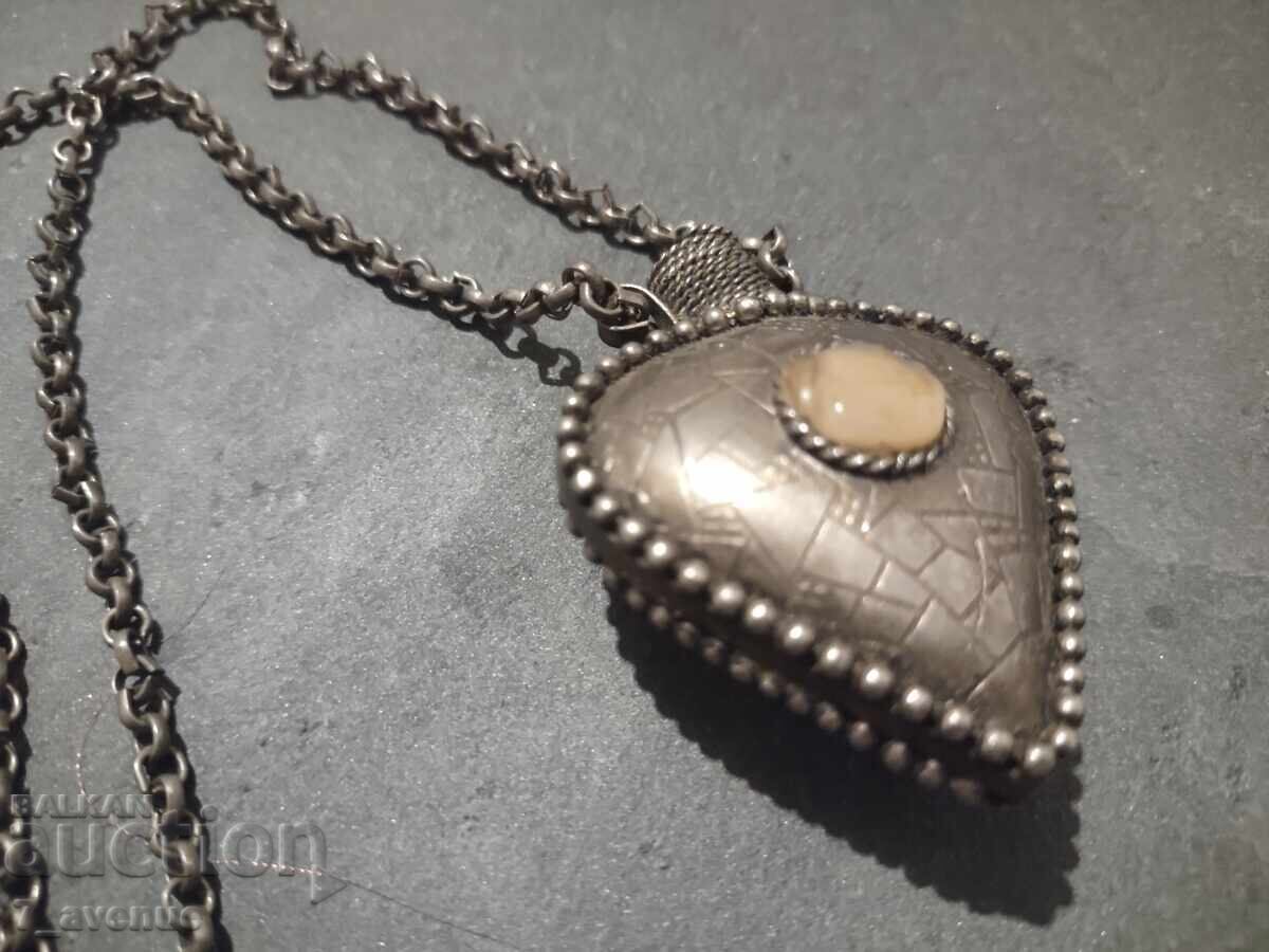 Колие, посребрен гердан съд за аромати  ест. Камъни 20.10.25