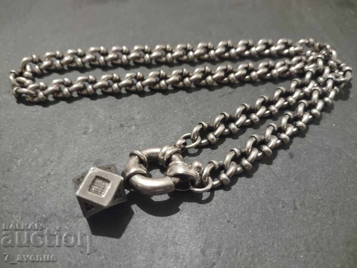 Колие, посребрен гердан накит АРТ дизайнерски 20.10.25