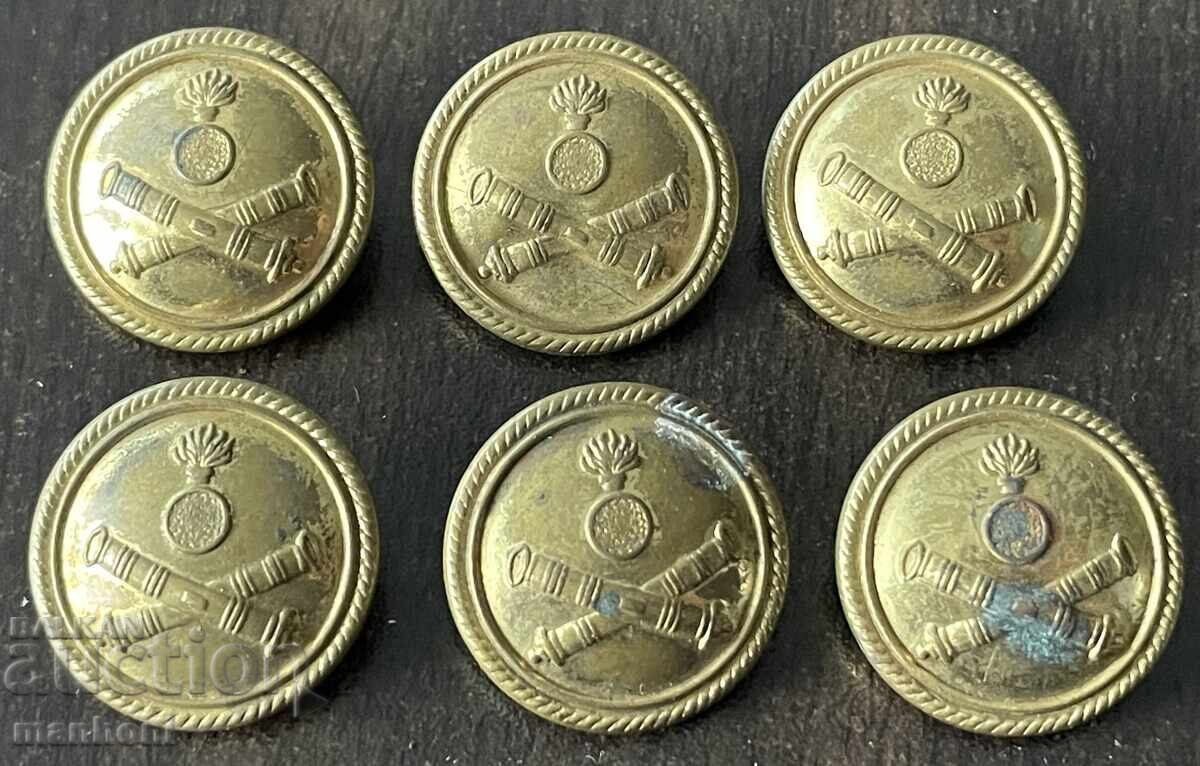 6228 Regatul Bulgariei 6 nasturi mari Primul Război Mondial ofițer artilerie