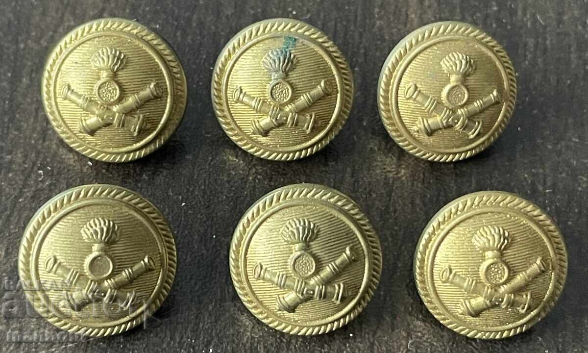6232 Kingdom of Bulgaria 6 small artillery buttons 30s