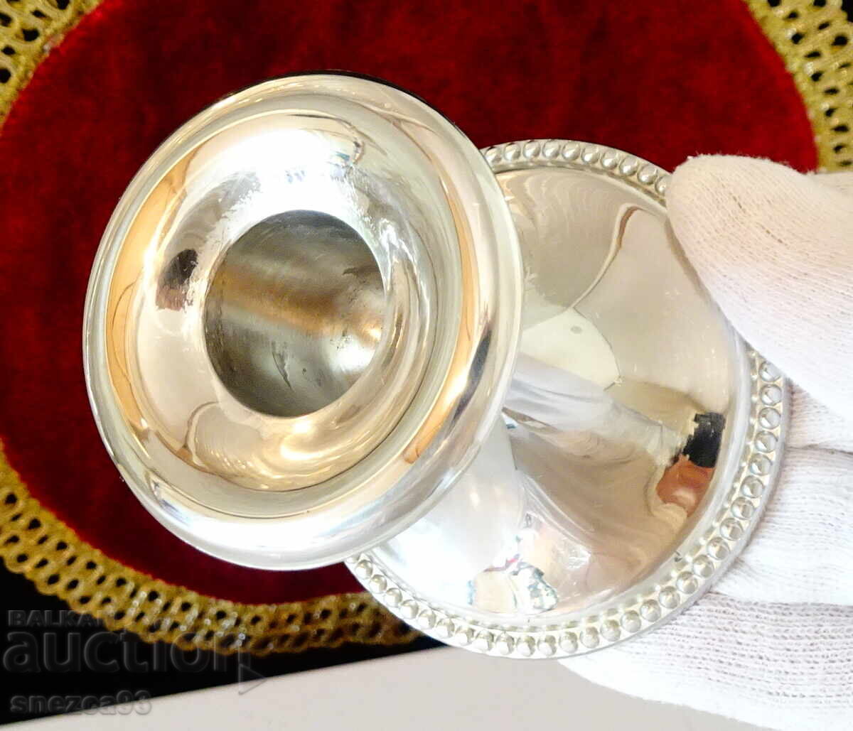 Аукцион Английски посребрен свещник Brama,печат.