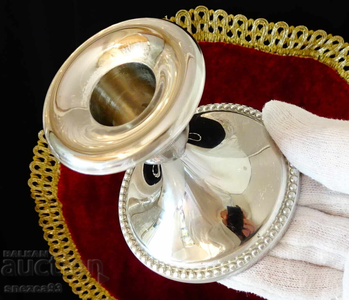 Английски посребрен свещник Brama,печат.