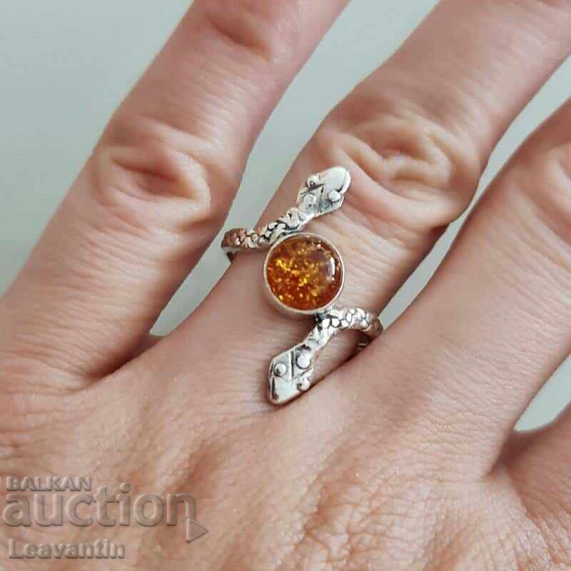 Silver ring with Amber with price 55.00 BGN | € 28.12