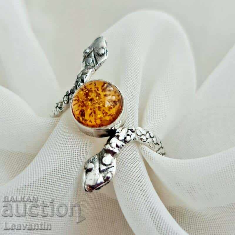 Silver ring with Amber