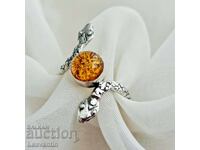 Inel de argint cu chihlimbar