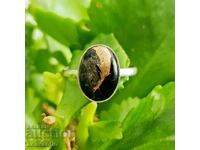 Inel de argint cu turcoaz negru de cupru