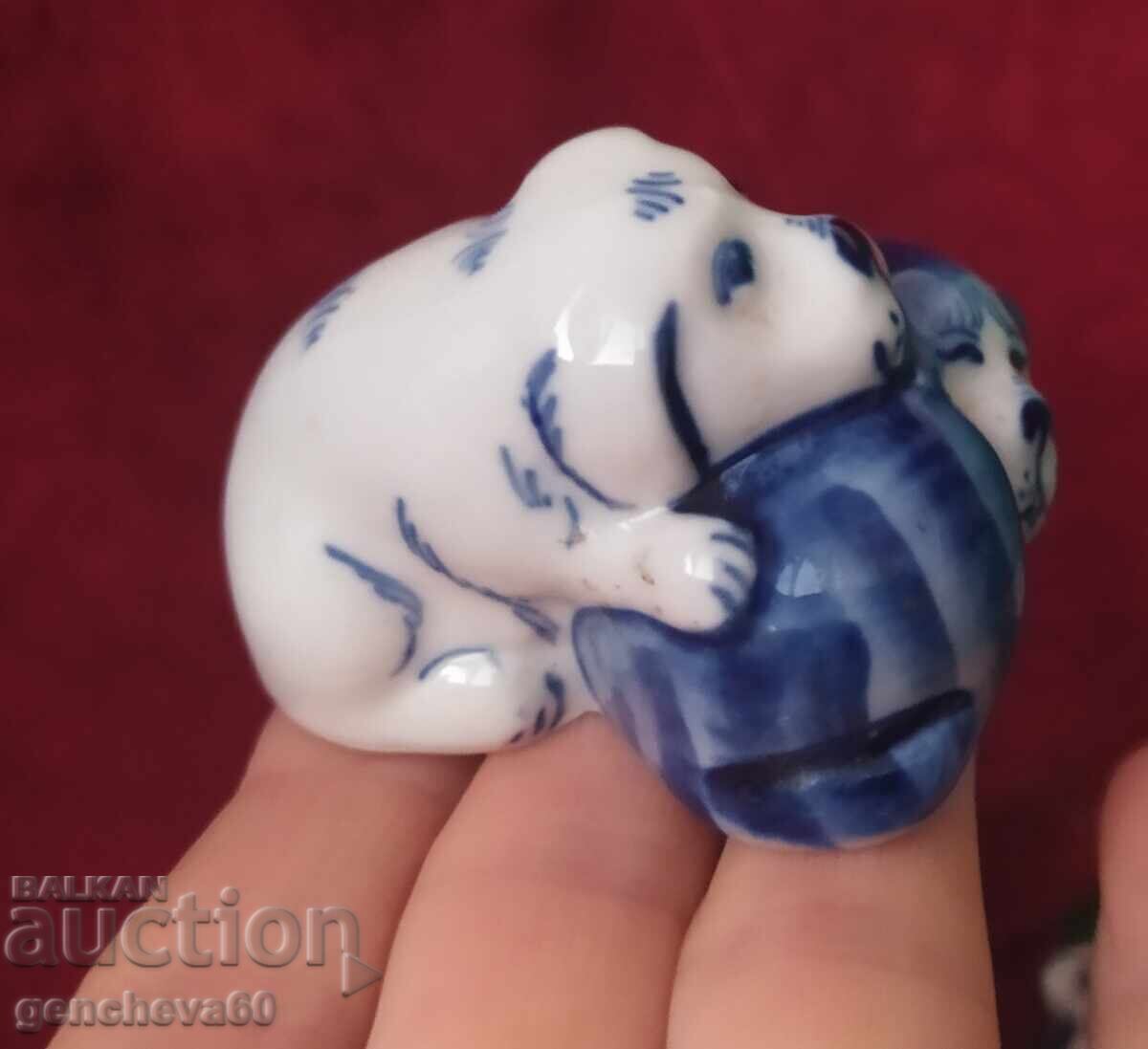 Доставка на Руски порцеланови фигури Лазурит котка и кученца,маркировка Доставка на Руски порцеланови фигури Лазурит котка и кученца,маркировка