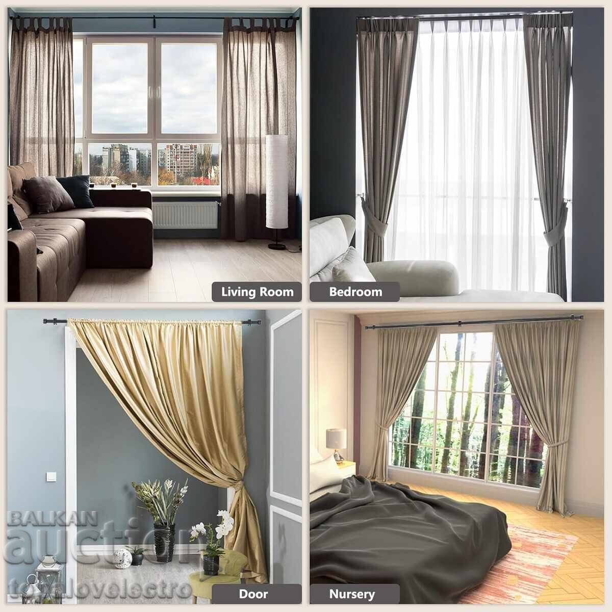 NEW! Black metal telescopic curtain rod for curtains and drapes (80 with price 22.00 BGN | € 11.25