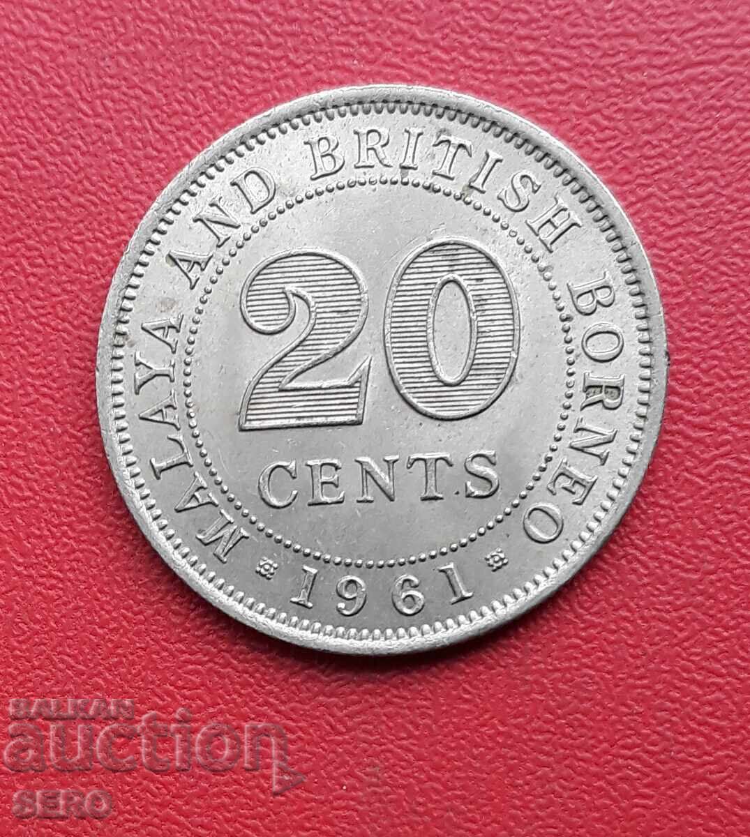 British Borneo and Malaya - 20 Cent 1961 - Extremely well preserved British Borneo and Malaya - 20 Cent 1961 - Extremely well preserved