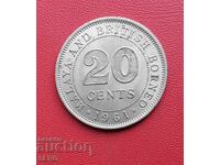 British Borneo and Malaya - 20 Cent 1961 - Extremely well preserved