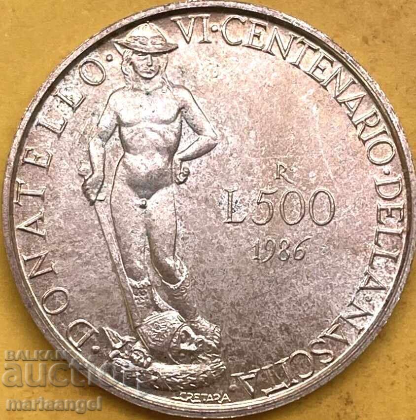 Auction 500 Lire 1986 Italy UNC Donatello Ag Auction 500 Lire 1986 Italy UNC Donatello Ag