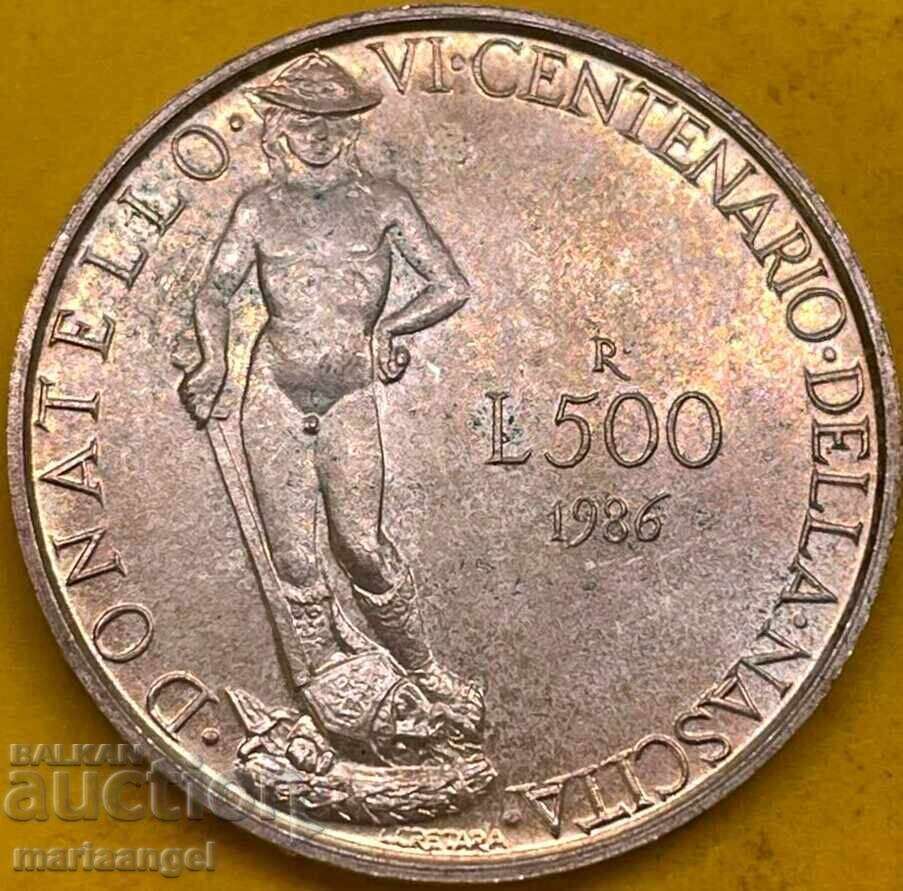 500 Lire 1986 Italy UNC Donatello Ag - 5 500 Lire 1986 Italy UNC Donatello Ag - 5