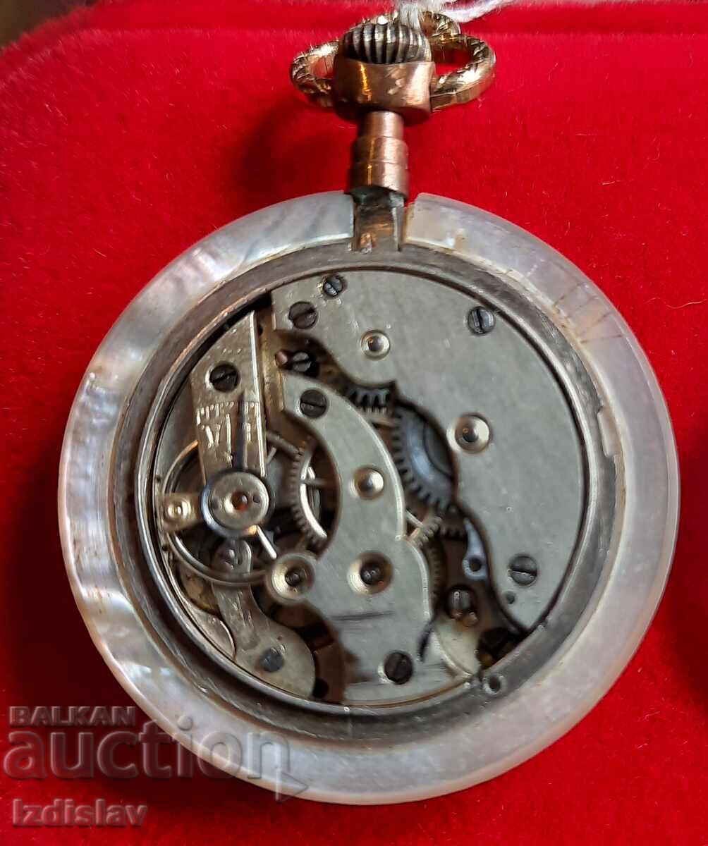 Σπάνιο Ελβετικό γυναικείο ρολόι τσέπης με μαργαριτάρι, 1900 - 6