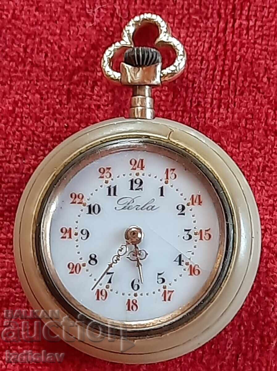 Σπάνιο Ελβετικό γυναικείο ρολόι τσέπης με μαργαριτάρι, 1900