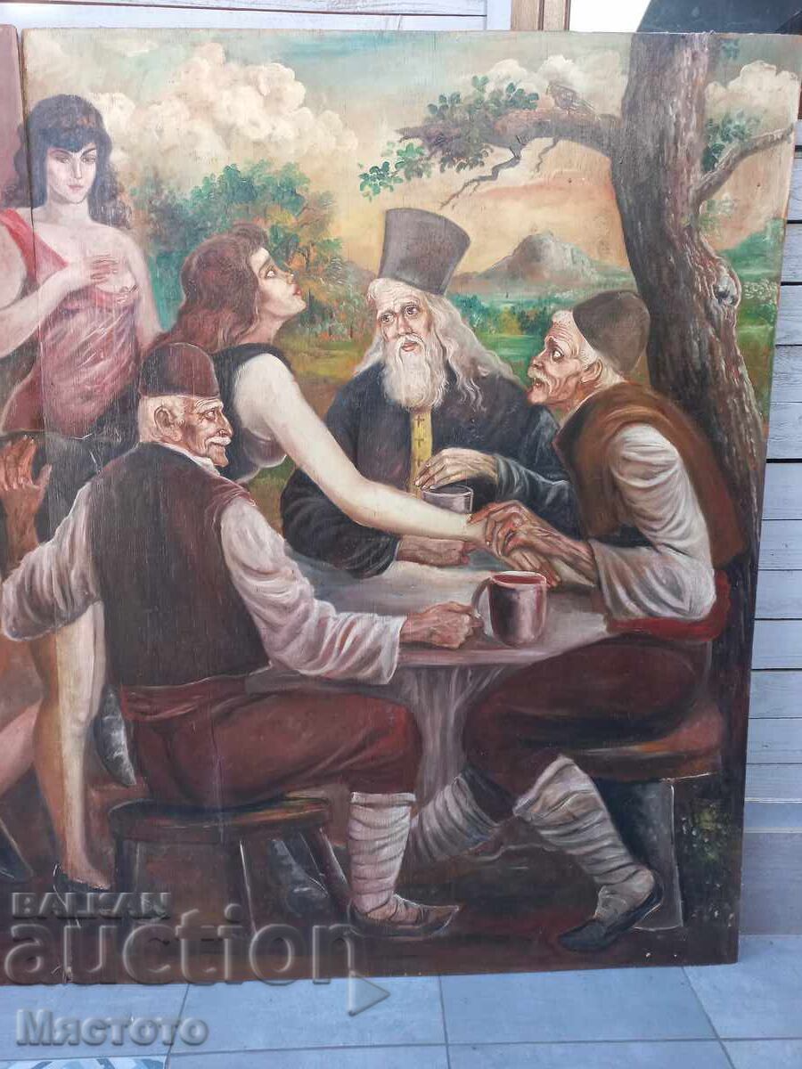 Δημοπρασία Μεγάλος ελαιογραφία σε κόντρα πλακέ