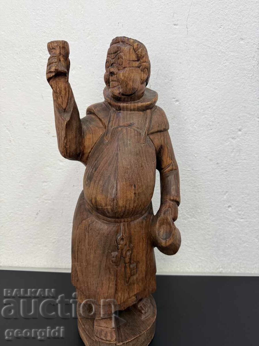 Auction  French hand-carved statue of a drinking monk. No. 7516
