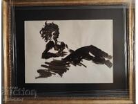 Ivan Kirkov (1932-2010) - desen cu cerneală pe hârtie, 49x61 cm.