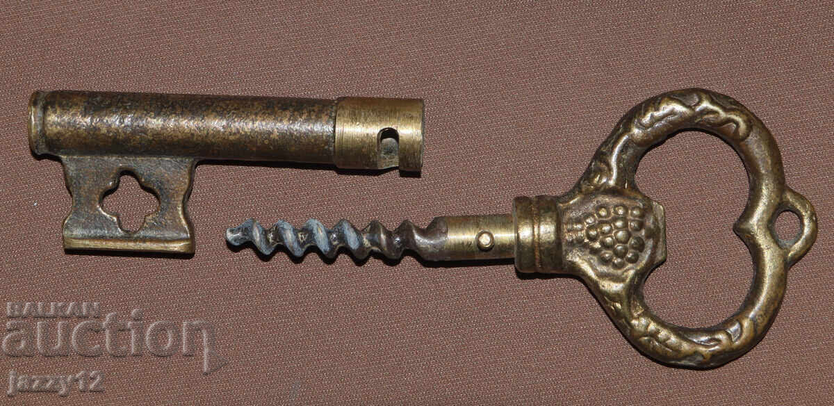 Interesting Bronze Decorative Corkscrew Key - 5