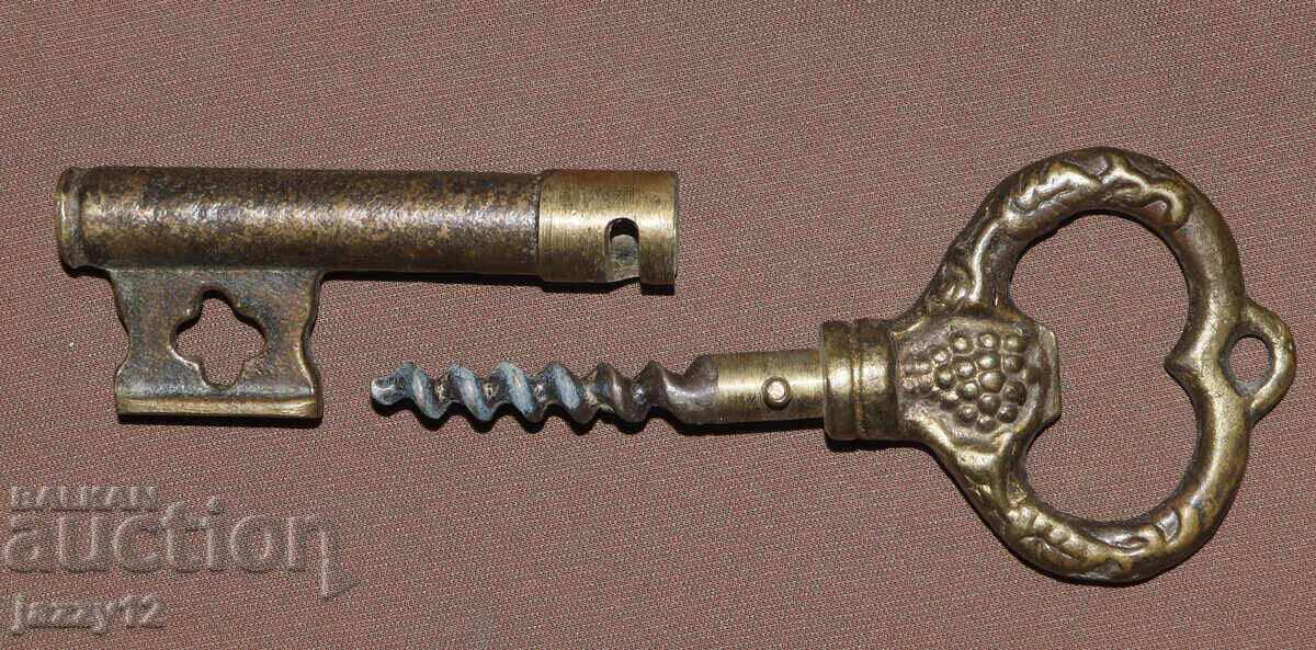 Interesting Bronze Decorative Corkscrew Key - 6