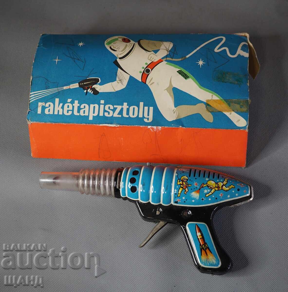 Παλιό Ουγγρικό μεταλλικό παιχνίδι διαστημικό πιστόλι με κουτί Παλιό Ουγγρικό μεταλλικό παιχνίδι διαστημικό πιστόλι με κουτί