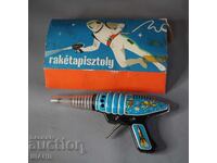 Old Hungarian metal toy space gun with box