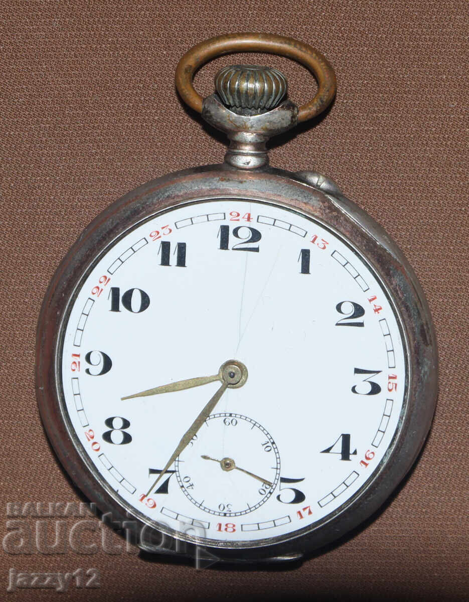 Старинен швейцарски сребърен джобен часовник хронометър с цена 200.00 лв. | € 102.26