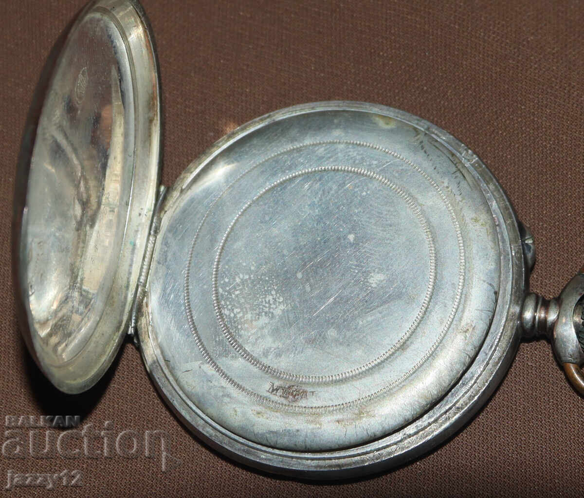 Старинен швейцарски сребърен джобен часовник хронометър - 5